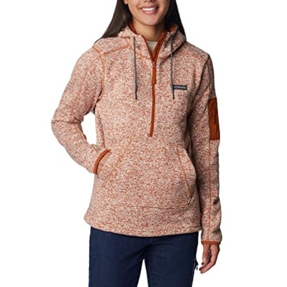 Columbia Tops - NEW! COLUMBIA - SWEATER WEATHER HOODED PULLOVER WARM COPPER SWEATER HALF ZIP - S